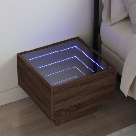 Bedside table with Infinity LED brown oak 40x40x30 cm by , Nightstands - Ref: Foro24-3284069, Price: 77,99 €, Discount: %