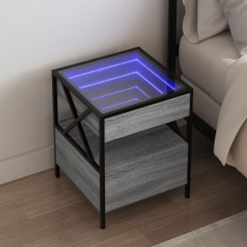 Coffee table with Infinity LED gray Sonoma 40x40x51 cm by , Nightstands - Ref: Foro24-3284104, Price: 100,99 €, Discount: %