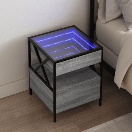 Mesa de centro con Infinity LED gris Sonoma 40x40x51 cm de , Mesitas de noche - Ref: Foro24-3284104, Precio: 100,31 €, Descue...