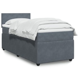 Dark gray velvet box spring bed with mattress 80x200 cm by , Beds and slatted bases - Ref: Foro24-3287585, Price: 343,08 €, D...