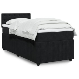 Cama box spring con colchón terciopelo negro 100x200 cm de , Camas y somieres - Ref: Foro24-3287676, Precio: 395,99 €, Descue...