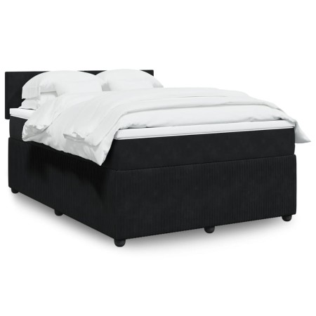 Box spring bed with black velvet mattress 160x200 cm by , Beds and slatted bases - Ref: Foro24-3287778, Price: 566,95 €, Disc...