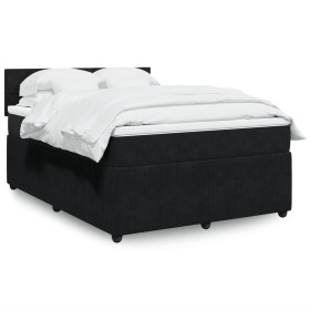 Box spring bed with black velvet mattress 160x200 cm by , Beds and slatted bases - Ref: Foro24-3287784, Price: 567,43 €, Disc...