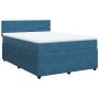 Box spring bed with blue velvet mattress 160x200 cm by , Beds and slatted bases - Ref: Foro24-3287786, Price: 581,34 €, Disco...