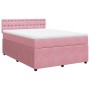 Box spring bed with pink velvet mattress 160x200 cm by , Beds and slatted bases - Ref: Foro24-3287799, Price: 584,67 €, Disco...