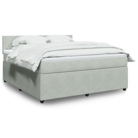 Box spring bed with light gray velvet mattress 180x200 cm by , Beds and slatted bases - Ref: Foro24-3287800, Price: 642,09 €,...