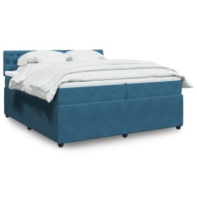 Box spring bed with blue velvet mattress 200x200 cm by , Beds and slatted bases - Ref: Foro24-3287840, Price: 724,99 €, Disco...