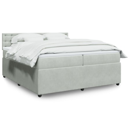 Cama box spring con colchón terciopelo gris claro 200x200 cm de , Camas y somieres - Ref: Foro24-3287842, Precio: 768,91 €, D...