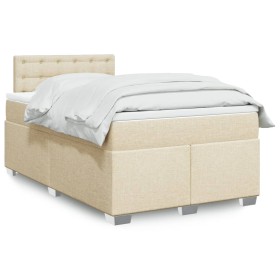 Box spring bed with cream-colored fabric mattress 120x190 cm by , Beds and slatted bases - Ref: Foro24-3288146, Price: 484,99...