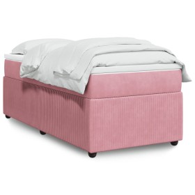 Box spring bed with a pink velvet mattress 90x200 cm by , Beds and slatted bases - Ref: Foro24-3285619, Price: 348,13 €, Disc...