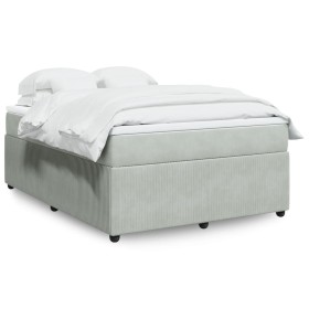 Cama box spring con colchón terciopelo gris claro 140x190 cm de , Camas y somieres - Ref: Foro24-3285638, Precio: 479,27 €, D...