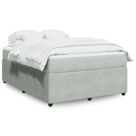 Cama box spring con colchón terciopelo gris claro 140x200 cm de , Camas y somieres - Ref: Foro24-3285644, Precio: 482,75 €, D...