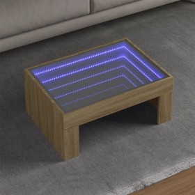 Mesa de centro con Infinity LED roble Sonoma 70x50x30 cm de , Mesas de centro - Ref: Foro24-847611, Precio: 118,99 €, Descuen...