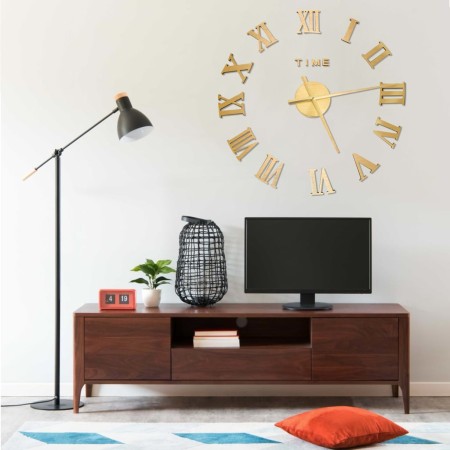 Reloj 3D de pared con diseño moderno dorado 100 cm XXL de vidaXL, Relojes de pared - Ref: Foro24-325160, Precio: 16,30 €, Des...