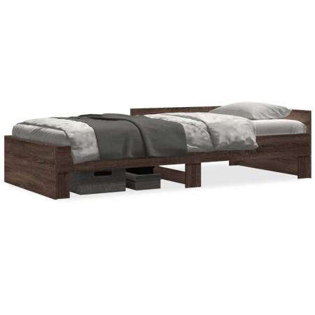 Estructura de cama madera de ingeniería roble marrón 75x190 cm de , Camas y somieres - Ref: Foro24-849599, Precio: 96,63 €, D...