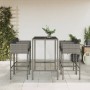 5-teiliges Bar-Set mit grauen Polstern aus synthetischem Rattan. von , Gartensets - Ref: Foro24-3203925, Preis: 521,92 €, Rab...