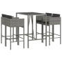 5-teiliges Bar-Set mit grauen Polstern aus synthetischem Rattan. von , Gartensets - Ref: Foro24-3203925, Preis: 453,99 €, Rab...