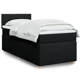 Single box spring bed with black fabric mattress by , Beds and slatted bases - Ref: Foro24-3286859, Price: 384,78 €, Discount: %