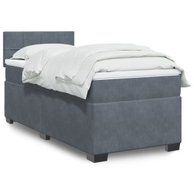 Single box spring bed with dark gray velvet mattress by , Beds and slatted bases - Ref: Foro24-3288770, Price: 379,59 €, Disc...