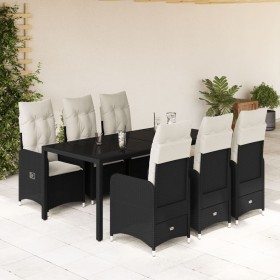 Set de mesa y sillas de jardín 7 pzas y cojines ratán PE negro de , Conjuntos de jardín - Ref: Foro24-3276993, Precio: 923,99...