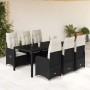 Garden table and chairs set, 7 pieces, with black PE rattan cushions. by , Garden sets - Ref: Foro24-3276993, Price: 917,49 €...