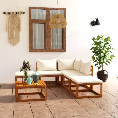 Garden furniture set, 6 pieces with cushions, solid acacia wood. by , Garden sets - Ref: Foro24-3098664, Price: 513,81 €, Dis...