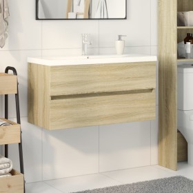 Set de mueble de baño 2 piezas cerámica y madera de ingeniería de , Muebles de baño - Ref: Foro24-3307660, Precio: 235,99 €, ...