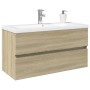 Set de mueble de baño 2 piezas cerámica y madera de ingeniería de , Muebles de baño - Ref: Foro24-3307660, Precio: 237,89 €, ...