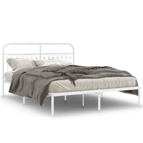 Bed frame with white metal headboard 160x200 cm by , Beds and slatted bases - Ref: Foro24-376652, Price: 122,99 €, Discount: %