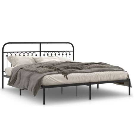 Estructura de cama con cabecero metal negro 183x203 cm de , Camas y somieres - Ref: Foro24-376604, Precio: 127,99 €, Descuent...