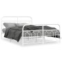 Metal bed frame with white headboard and footboard 150x200 cm by , Beds and slatted bases - Ref: Foro24-377186, Price: 135,24...