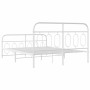 Metal bed frame with white headboard and footboard 150x200 cm by , Beds and slatted bases - Ref: Foro24-377186, Price: 135,24...