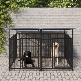 Outdoor dog kennel with steel roof 3.75 m² by , Dog kennels and fences - Ref: Foro24-3124589, Price: 501,69 €, Discount: %