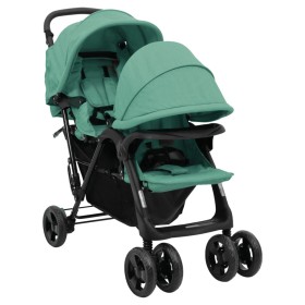 Zwillings-Tandem-Kinderwagen aus grünem Stahl von , Kinderwagen - Ref: Foro24-10352, Preis: 206,78 €, Rabatt: %