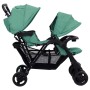 Carrito para gemelos tandem de acero verde de , Cochecitos de bebé - Ref: Foro24-10352, Precio: 206,78 €, Descuento: %