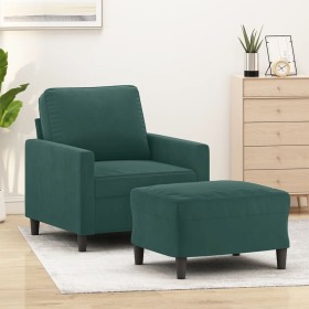 Sessel mit dunkelgrünem Samt-Hocker, 60 cm. von , Sofas - Ref: Foro24-3201047, Preis: 207,99 €, Rabatt: %