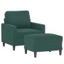 Sessel mit dunkelgrünem Samt-Hocker, 60 cm. von , Sofas - Ref: Foro24-3201047, Preis: 220,57 €, Rabatt: %