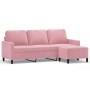 Dreisitzer-Sofa mit rosa Samt-Hocker, 180 cm. von , Sofas - Ref: Foro24-3201058, Preis: 347,96 €, Rabatt: %