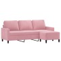 Dreisitzer-Sofa mit rosa Samt-Hocker, 180 cm. von , Sofas - Ref: Foro24-3201058, Preis: 347,96 €, Rabatt: %