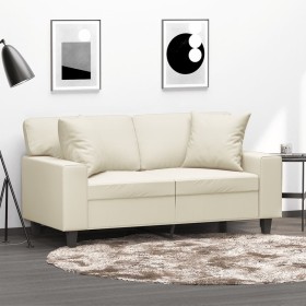 Zweiplätziges Sofa mit cremefarbenen Kunstlederkissen, 120 cm. von , Sofas - Ref: Foro24-3200862, Preis: 263,70 €, Rabatt: %