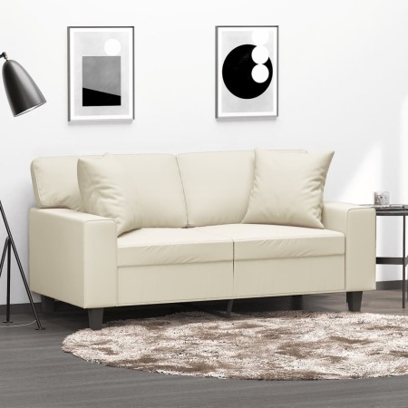 Zweiplätziges Sofa mit cremefarbenen Kunstlederkissen, 120 cm. von , Sofas - Ref: Foro24-3200862, Preis: 281,76 €, Rabatt: %