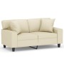 Zweiplätziges Sofa mit cremefarbenen Kunstlederkissen, 120 cm. von , Sofas - Ref: Foro24-3200862, Preis: 260,99 €, Rabatt: %