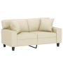 Zweiplätziges Sofa mit cremefarbenen Kunstlederkissen, 120 cm. von , Sofas - Ref: Foro24-3200862, Preis: 260,99 €, Rabatt: %