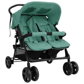 Steel green twin stroller by , Baby strollers - Ref: Foro24-10346, Price: 193,99 €, Discount: %