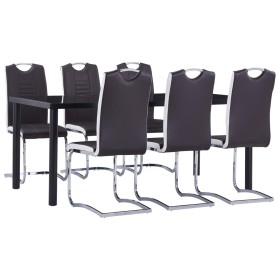 7-teiliges Esszimmer-Set aus braunem Kunstleder von , Möbelsets für Küchen und Esszimmer - Ref: Foro24-3053116, Preis: 623,99...