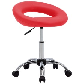 Work chair with red synthetic leather wheels by , Office chairs - Ref: Foro24-323665, Price: 72,36 €, Discount: %