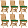 Garden chairs 6 pcs teak wood and bright green cushions by , Garden chairs - Ref: Foro24-3065610, Price: 389,98 €, Discount: %