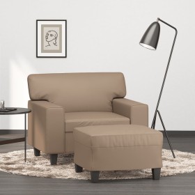 Sillón con taburete cuero sintético color capuchino 60 cm de , Sofás - Ref: Foro24-3201163, Precio: 243,99 €, Descuento: %