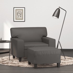 Sillón con taburete cuero sintético gris 60 cm de , Sofás - Ref: Foro24-3201161, Precio: 231,99 €, Descuento: %