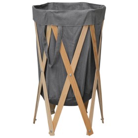 Folding laundry basket made of wood and gray fabric by , Laundry baskets - Ref: Foro24-284228, Price: 22,13 €, Discount: %